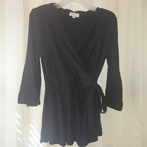 Wrap Dress Mini Skirt Black Shimmer Medium EUC